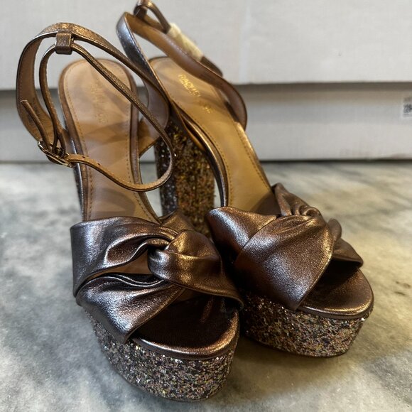 RACHEL ZOE Claudette Platform Sandals PINK GLITTER GLAM - Picture 12 of 12